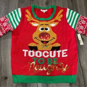 🎄Reindeer Christmas Sweater, too cute to be naught, size XL